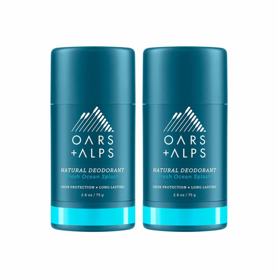 Picture of Oars + Alps Aluminum Free Deodorant for Men and Women, Dermatologist Tested and Made with Clean Ingredients, Vegan, Travel Size, Fresh Ocean Splash, 2 Pack, 2.6 Oz Each