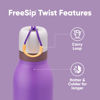 Picture of Owala FreeSip Twist Insulated Stainless Steel Water Bottle with Straw for Sports and Travel, BPA-Free, 24-oz, Purple/Purple (California Grapevine)