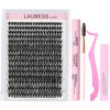 Picture of Lash Extension Kit 300 Pcs Lash Clusters Kit Lash Bond and Seal Waterproof DIY Lash Extension Kit Lash Remover Eyelash Brush Lash Tweezers Eyelash Extension Kit (Set 40D-0.07D-8-18Mix)