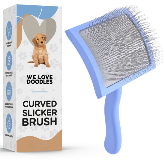 Picture of We Love Doodles Grooming Curved Slicker Brush for Long-Haired Dogs - Poodle, Golden Doodle, and Dematting (Large)