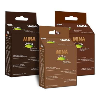 Picture of MinaiBrow Tinting Kit | Natural Spot Coloring Powder, Smudge Proof Formula | Instant Multi-Shade Brows (Dark, Light & Medium Brown)