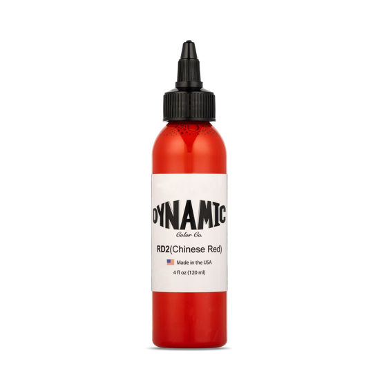 Picture of DYNAMIC COLOR CO- Chinese Red Tattoo Ink (4oz Bottle): Vibrant, Sterilized, Vegan & USA-Made Since 1990 - Trusted by Artists Worldwide