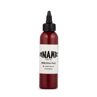 Picture of Dynamic Color Co. - Wine Red Color Tattoo Ink, Long Lasting Vivid Color, Sterilized, Made in USA, Since 1990 (4 oz Bottle)