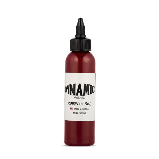 Picture of Dynamic Color Co. - Wine Red Color Tattoo Ink, Long Lasting Vivid Color, Sterilized, Made in USA, Since 1990 (4 oz Bottle)