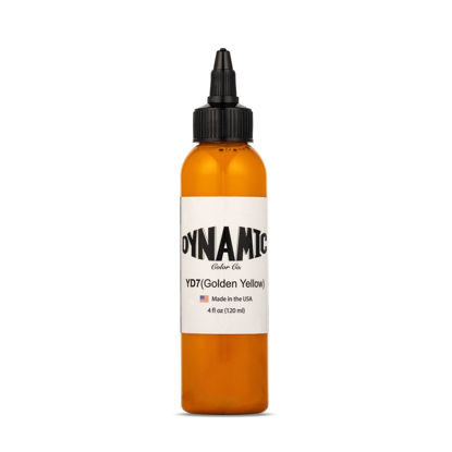 Picture of Dynamic Color Co. - Golden Yellow Color Tattoo Ink, Long Lasting Vivid Color, Sterilized, Made in USA, Since 1990 (4oz Bottle)