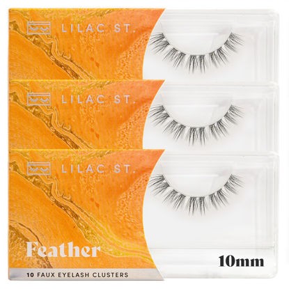 Picture of Lilac St - Feather Natural Faux Eyelash Clusters (10mm, 3 Pack) - Cat Eye Look - DIY Lash Extension Wisps - Lightweight & Lifelike - Lasts 10 Days - Cruelty Free, Vegan, Women Founded - 30 Lashes