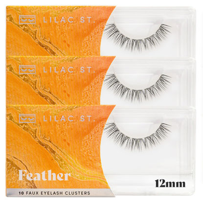 Picture of Lilac St - Feather Natural Faux Eyelash Clusters (12mm, 3 Pack) - Cat Eye Look - DIY Lash Extension Wisps - Lightweight & Lifelike - Lasts 10 Days - Cruelty Free, Vegan, Women Founded - 30 Lashes