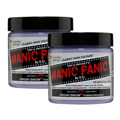 Picture of MANIC PANIC Virgin Snow - Classic High Voltage (2PK) Semi-Permanent Blue Tinted Hair Color - Eliminates Brassy Tones - Vegan, PPD & Ammonia-Free for Women & Men