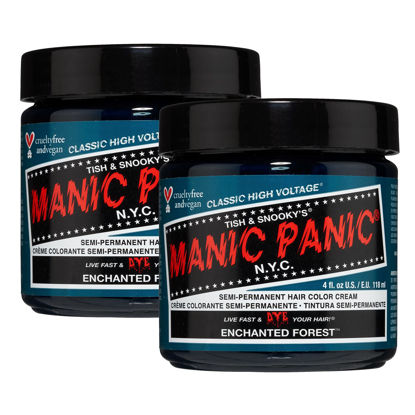 Picture of Manic Panic Enchanted Forest Hair Dye - Classic High Voltage - (2PK) Semi-Permanent Hair Color - Deep, Teal Green Shade - For Dark & Light Hair - Vegan, PPD & Ammonia-Free - For Coloring Hair