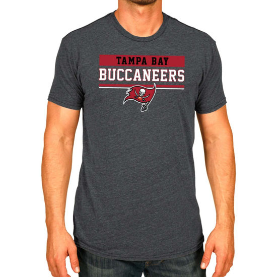 Picture of Team Fan Apparel NFL Adult Team Block Tagless T-Shirt - Cotton Blend - Charcoal - Perfect for Game Day - Comfort and Style (Tampa Bay Buccaneers - Black, Adult Small)