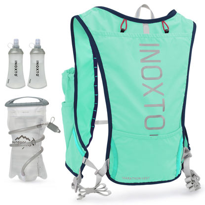 Picture of INOXTO Running Hydration Vest Backpack,Lightweight Insulated Pack with 1.5L Water Bladder Bag Daypack for Hiking Trail Running Cycling Race Marathon for Women Men (588 light green)