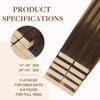 Picture of GOO GOO Tape in Hair Extensions Human Hair, 4/27/4 Balayage Chocolate Brown to Caramel Blonde, 22inch 30g 10pcs, Thick Ends Straight Seamless Tape in, Invisible Tape in Hair Extensions Human Hair