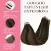 Picture of GOO GOO Tape in Hair Extensions Human Hair, 2/6 Dark Brown Highlighted Chestnut Brown, 14inch 50g 20pcs, Thick Ends Straight Seamless Tape in, Invisible Tape in Hair Extensions Human Hair