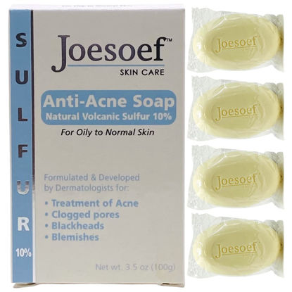 Picture of JOESOEF SKIN CARE Sulfur Soap Acne Facial Cleanser Anti Acne Sulfur Soap 100G 4 Pack