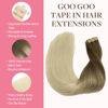 Picture of GOO GOO Tape in Hair Extensions Human Hair, 9/60 Balayage Ash Brown to Platinum Blonde, 18inch 50g 20pcs, Thick Ends Straight Seamless Tape in, Invisible Tape in Hair Extensions Human Hair