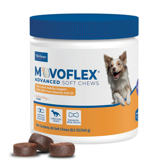Picture of MOVOFLEX Advanced Joint Support Supplement for Dogs - Hip and Joint Support - Dog Joint Supplement - Hip and Joint Supplement Dogs - 60 Soft Chews for Medium Dogs (by Virbac)