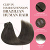Picture of GOO GOO Clip in Hair Extensions Real Human Hair, Remy Human Hair Extensions Clip ins for Women, Natural Human Hair, 14inch 150g 9Pcs, 1C Mocha Brown