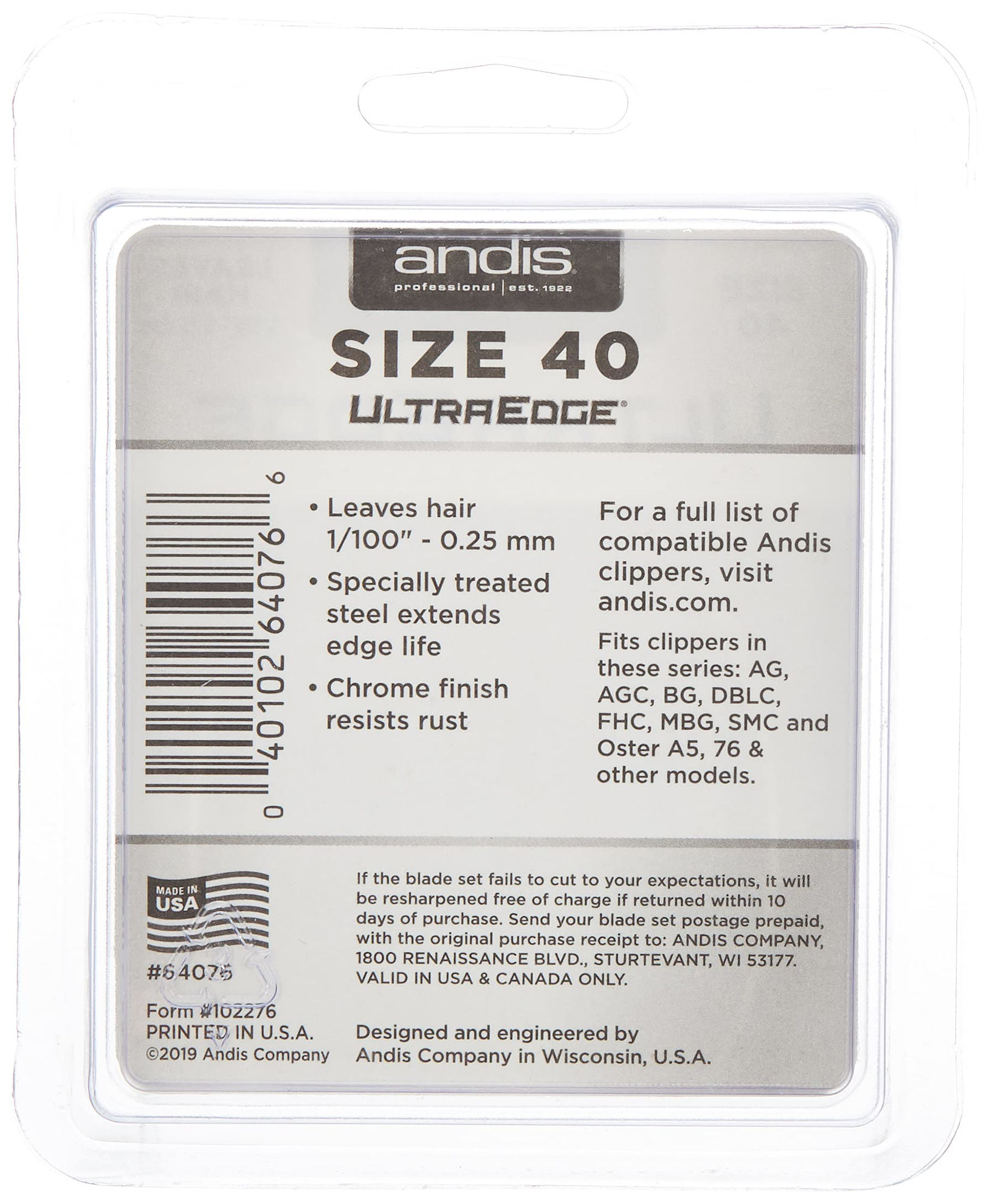 GetUSCart Andis 64960 CarbonInfused Steel UltraEdge Narrow Cut Dog