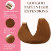 Picture of GOO GOO Tape in Hair Extensions Human Hair, 350 Copper, 16inch 100g 40pcs, Thick Ends Straight Seamless Tape in, Invisible Tape in Hair Extensions Human Hair