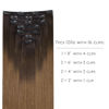 Picture of WENNALIFE Clip in Hair Extensions Real Human Hair, 16 Inch 120g 7pcs Human Hair Extensions Clip In Human Hair, Ombre Dark Brown to Light Chestnut Brown Hair Extensions Clip In Real Hair Coloured Remy