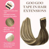 Picture of GOO GOO Tape in Hair Extensions Human Hair, 3/8/613 Balayage Walnut Brown to Ash Brown and Bleach Blonde, 22inch 100g 40pcs, Thick Ends Straight Seamless, Invisible Tape in Hair Extensions Human Hair