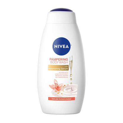 Picture of Nivea Delicate Orchid and Amber Body Wash with Nourishing Serum, 20 Fl Oz Bottle