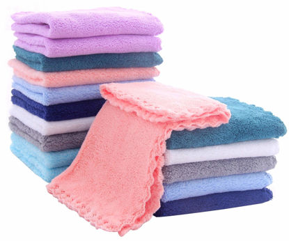 Picture of 16 Pack Baby Washcloths - Luxury Multicolor Coral Fleece - Extra Absorbent and Soft Wash Clothes for Newborns, Infants and Toddlers - Suitable for Sensitive Skin and New Born - Baby Shower, 10x10 Inch