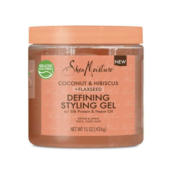 Picture of SheaMoisture Defining Styling Gel For Thick, Curly Hair Coconut and Hibiscus Paraben-Free Frizz Control Styling Gel 15 oz