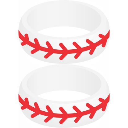 Picture of Set of Two (2) Baseball Silicone Rings Size 11 - Engagement Wedding Replacement Band for Active and Workout Lifestyles