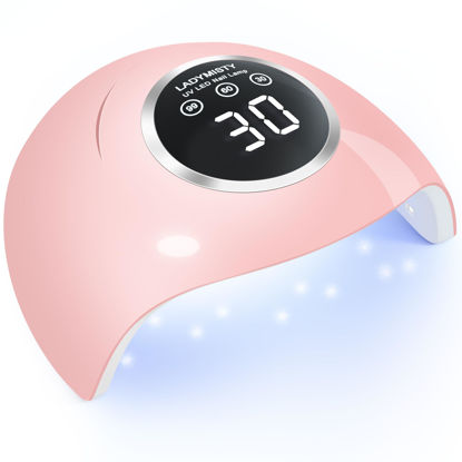 Picture of LadyMisty 72W UV LED Nail Lamp Light Dryer for Nails Gel Polish with 18 Beads 3 Timer Setting & LCD Touch Display Screen, Auto Sensor, Professional Nails, Pink……