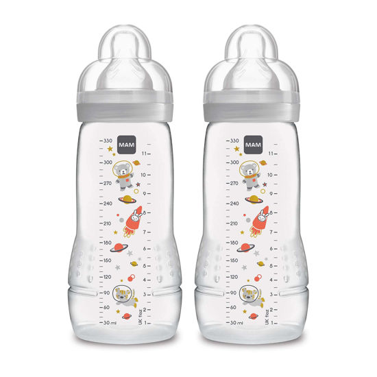 Picture of MAM Easy Active Bottle 11 oz (2-Count), Fast Flow Bottles, 4+ Month, Unisex, Gray
