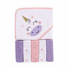 Picture of Luvable Friends Unisex Baby Hooded Towel with Five Washcloths, Unicorn, One Size