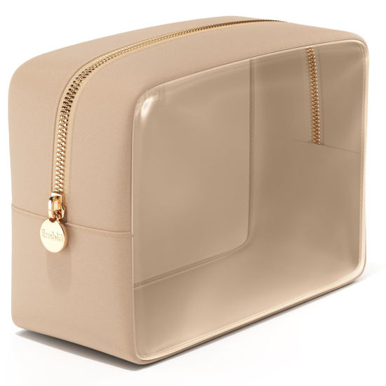 Picture of Embla Clear Cosmetic Bag Makeup Bag, Clear Zipper Pouch Cosmetics Bags Cute Womens Make Up Pouches, Clear Toiletry Travel Bag Tote, Preppy Purse Cosmetic Organizer Mini Small Large Makeup Bags, Sand