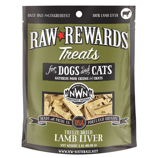 Picture of Northwest Naturals Raw Rewards Freeze-Dried Lamb Liver Treats for Dogs and Cats - Bite-Sized Pieces - Healthy, 1 Ingredient, Human Grade Pet Food, All Natural - 3 Oz