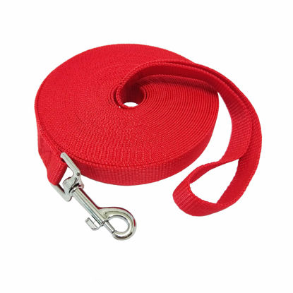 Picture of Nylon Training Dog Leash for Small Medium Large Dogs, 15ft 20ft 30ft 50ft Long Leash Dog/Puppy Lead for Obedience Recall Training, Camping (1" x 50ft, Red)