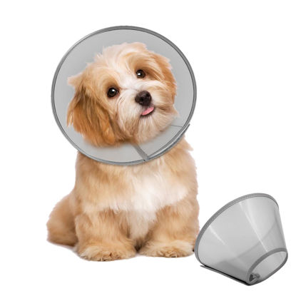 Picture of Supet Dog Cone Adjustable Pet Cone Pet Recovery Collar Comfy Pet Cone Collar Protective Collar for After Surgery Anti-Bite Lick Wound Healing Safety Practical Plastic E-Collar