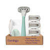 Picture of FLAMINGO 5-Blade Razors for Women - 1 Razor Handle + 4 5-Blade Refills + 1 Shower Holder - Sage