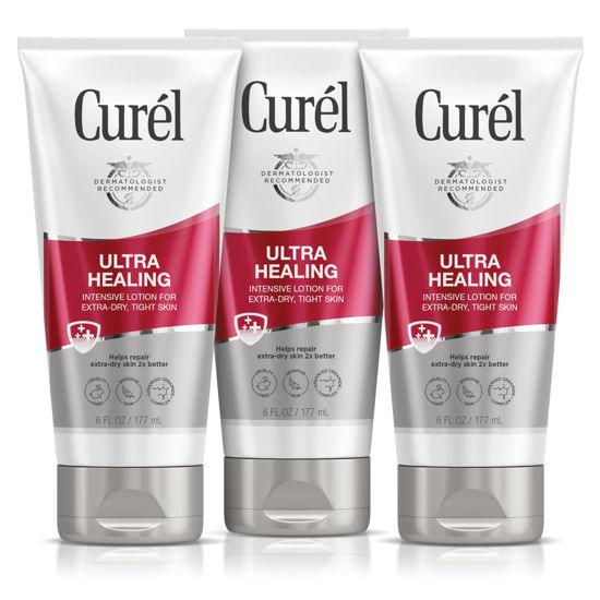 Picture of Curel Ultra Healing Intensive Fragrance-Free Lotion For Extra-Dry Skin, Dermatologist Recommended, Ideal for Sensitive Skin, Cruelty Free, Paraben Free, 6 Oz, Pack of 3