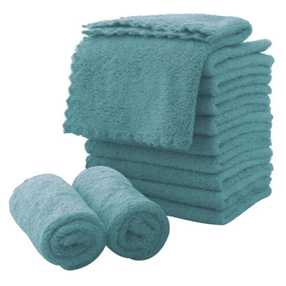 Picture of Microfiber Facial Cloths Fast Drying Washcloth 12 pack - Premium Soft Makeup Remover Cloths - Teal