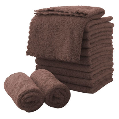 Picture of Microfiber Facial Cloths Fast Drying Washcloth 12 pack - Premium Soft Makeup Remover Cloths - Wood Brown