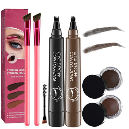 Picture of Eyebrow Care Kit 4d Laminated, 4d Laminated Eyebrow Home Grooming Kit, Eyebrow Contouring Pen, Waterproof & Long Lasting (Taupe+Dark Brown)