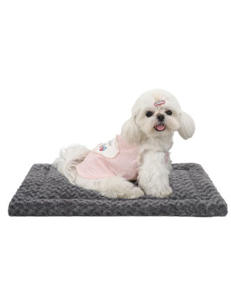 Picture of Washable Dog Bed Mat Reversible Dog Crate Pad Soft Fluffy Pet Kennel Beds Dog Sleeping Mattress for Large Jumbo Medium Small Dogs, 21 x 13 Inch, Gray