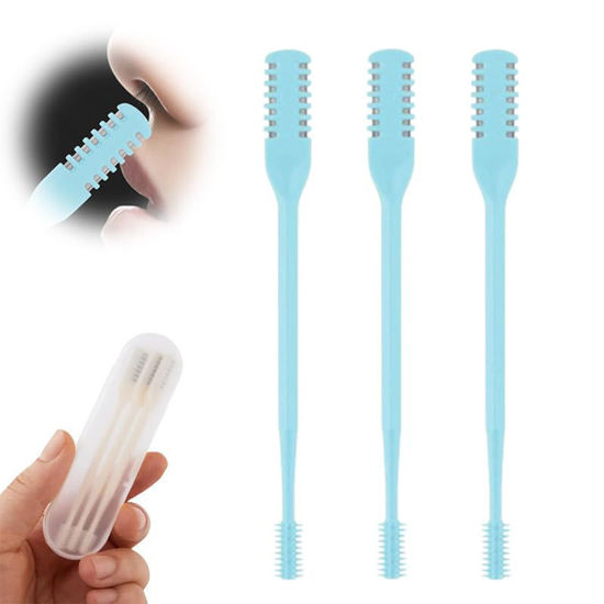 Picture of Moonboat 2-in-1 Nasal Hair Cutter, 2024 New Double Sided Nose Hair Knife, Nostril Hair Remover Tool, Portable Manual 360° Rotating Nose Hair Trimmer with Ear Picker for Women Men(Blue,6pcs)