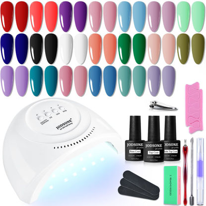 Picture of JODSONE 23 PCS Gel Nail Polish Kit with U V Light Popular Color with Durable Base Coat Matte Glossy Top Coat
