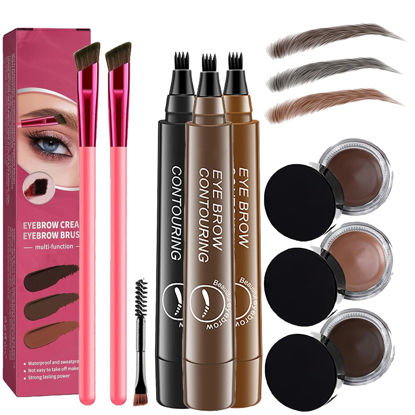 Picture of Eyebrow Care Kit 4d Laminated, 4d Laminated Eyebrow Home Grooming Kit, Eyebrow Contouring Pen, Waterproof & Long Lasting (3 Color)
