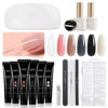 Picture of GAOY Poly Gel Nail Kit with U V Light Starter Kit, 6 Colors Nude Pink Black Builder Gel Nail Extension Kit for Beginners with Everything Nail Art DIY at Home