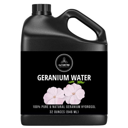 Picture of Naturevibe Botanicals Geranium Water 32 Ounces | 100% Pure and Natural | Great for Skin Care and Hair Care