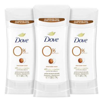 Picture of Dove Deodorant Stick Shea Butter 3 Count Non-irritating Deodorant for Underarm Care Kindest Aluminum Free Deodorant 2.6 oz