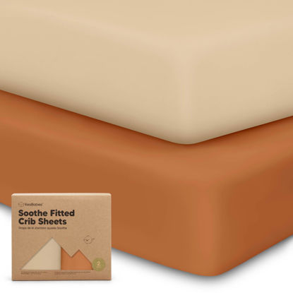 Picture of 2-Pack Organic Crib Sheets for Boys, Girls - Jersey Fitted Crib Sheet, Baby Crib Sheets Neutral, Crib Mattress Sheet, Cotton Crib Sheets, Breathable Crib Sheet, Baby Mattress Sheets (Rust)