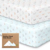 Picture of 2-Pack Organic Crib Sheets for Boys, Girls - Jersey Fitted Crib Sheet, Baby Crib Sheets Neutral, Crib Mattress Sheet, Cotton Crib Sheets, Breathable Crib Sheet, Baby Mattress Sheets (Jolly Rainbow)